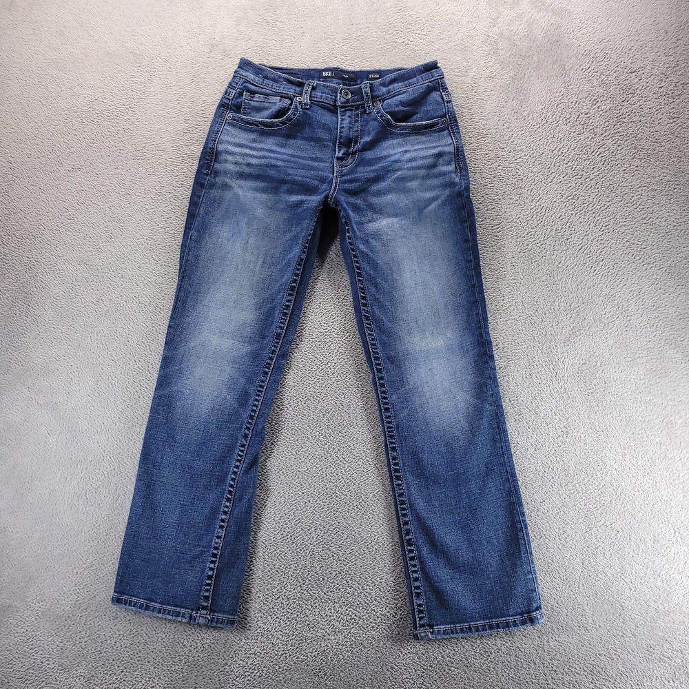 BKE Tyler Jeans Mens 31x30 Blue Relaxed Straight Faded Dark Wash Stretch Denim